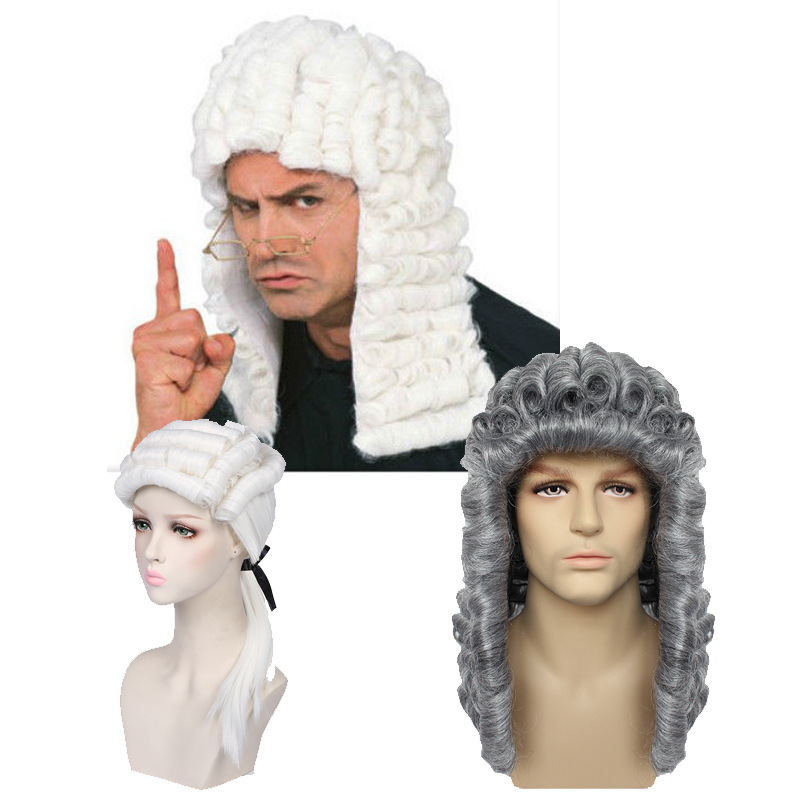 Medieval Men'S Accessories - Erkekler Kadınlar Uzun Kıvırcık Beyaz Büyük