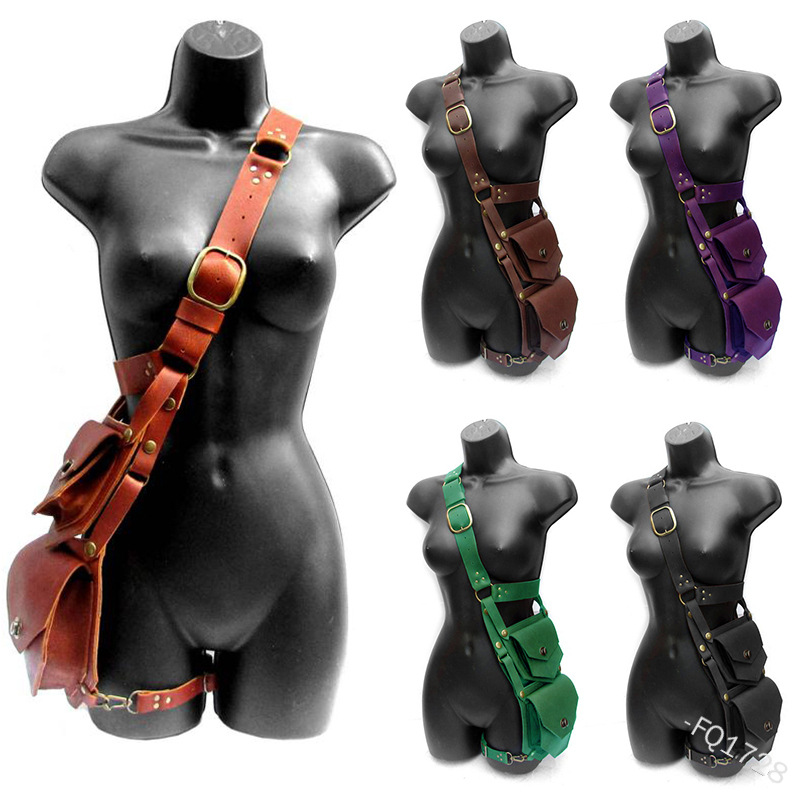 Medieval Men'S Accessories - Ortaçağ kese çanta kemeri deri eyer