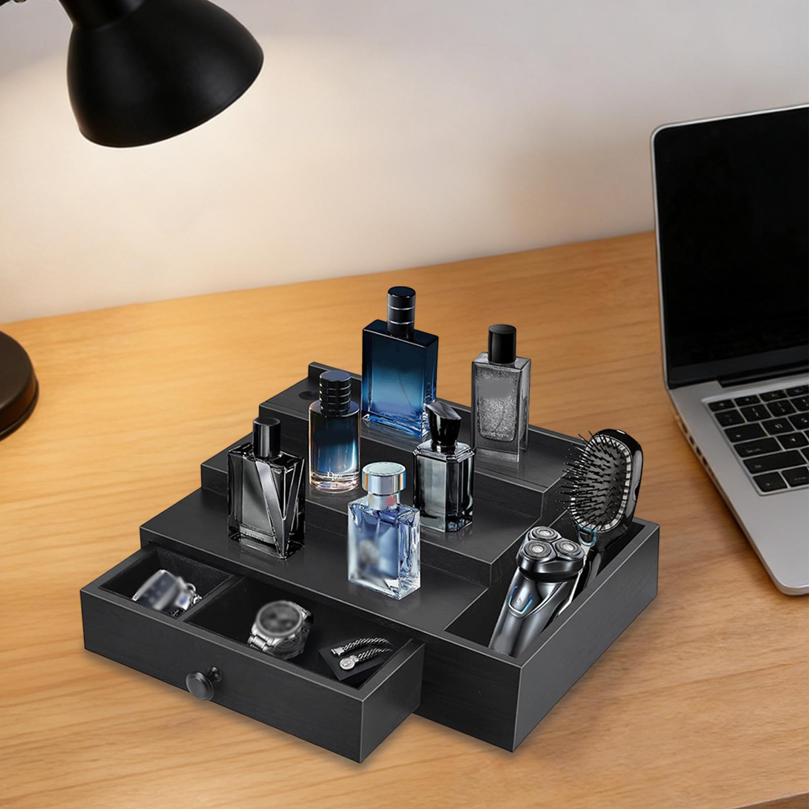 Men'S Accessories Organizer For Wardrobe - Trapez Şeklinde Parfüm Düzenleyici Stand, Kadife