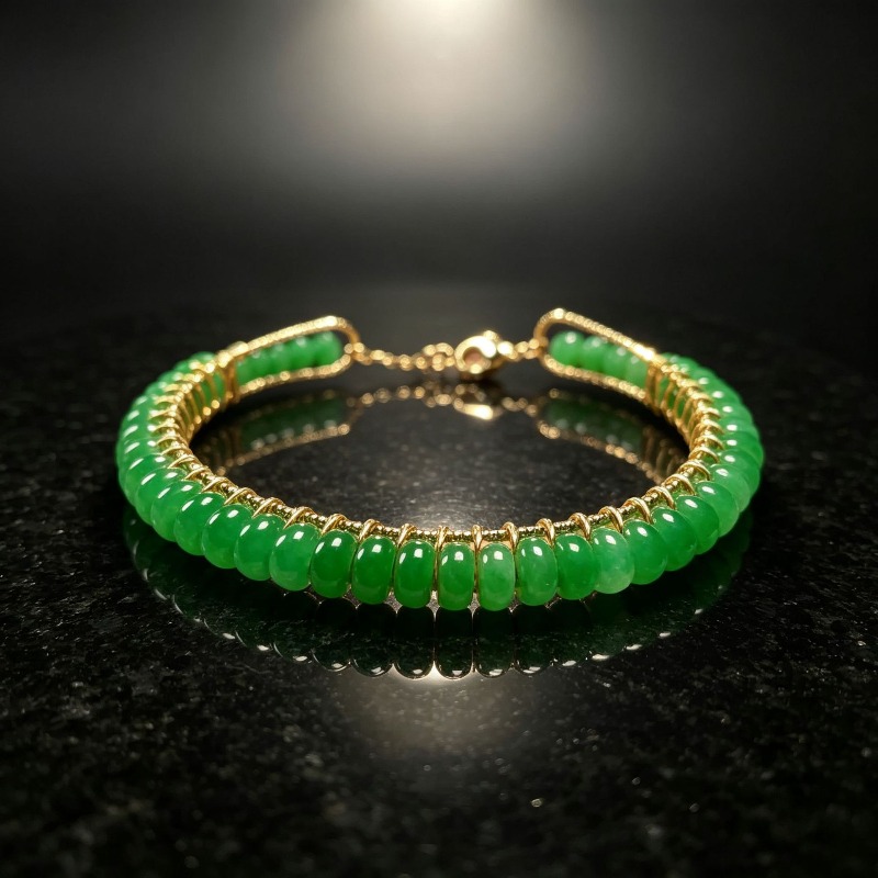 Men Accessories Bracelet - Doğal Kuru Mavi Yeşim Taşı Boncuklu