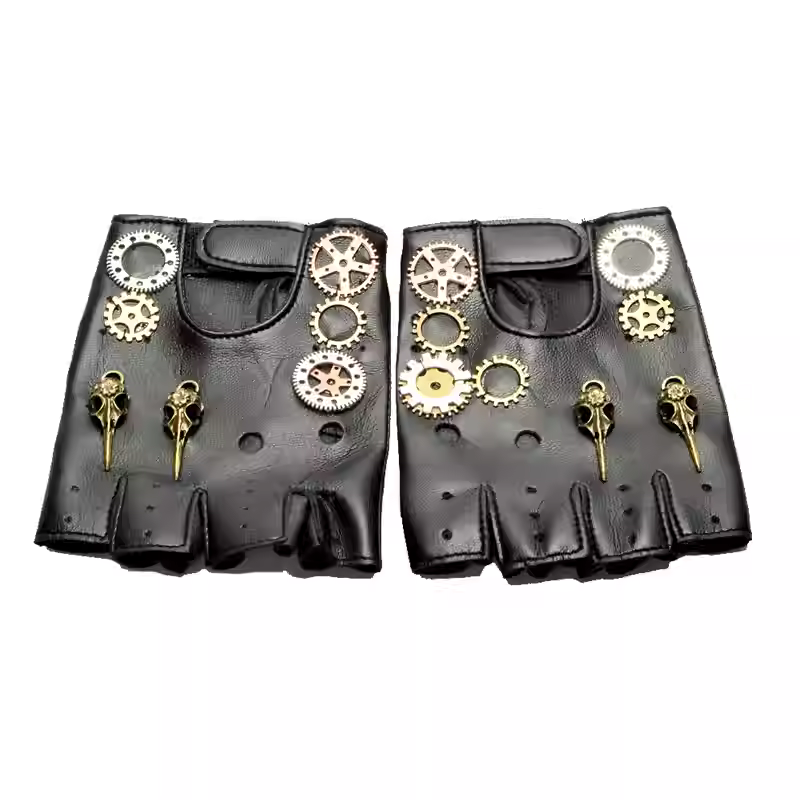 Medieval Men'S Accessories - Steampunk PU Deri Parmaksız Pusula Eldiven