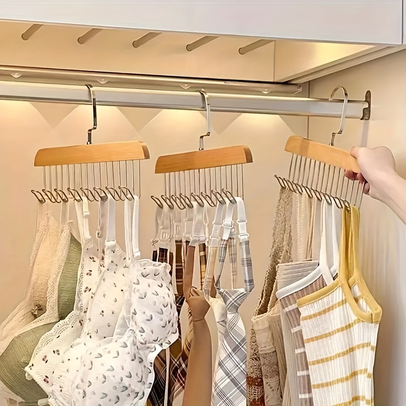 Men'S Accessories Organizer For Wardrobe - 8 kanca ahşap kemer rafı depolama