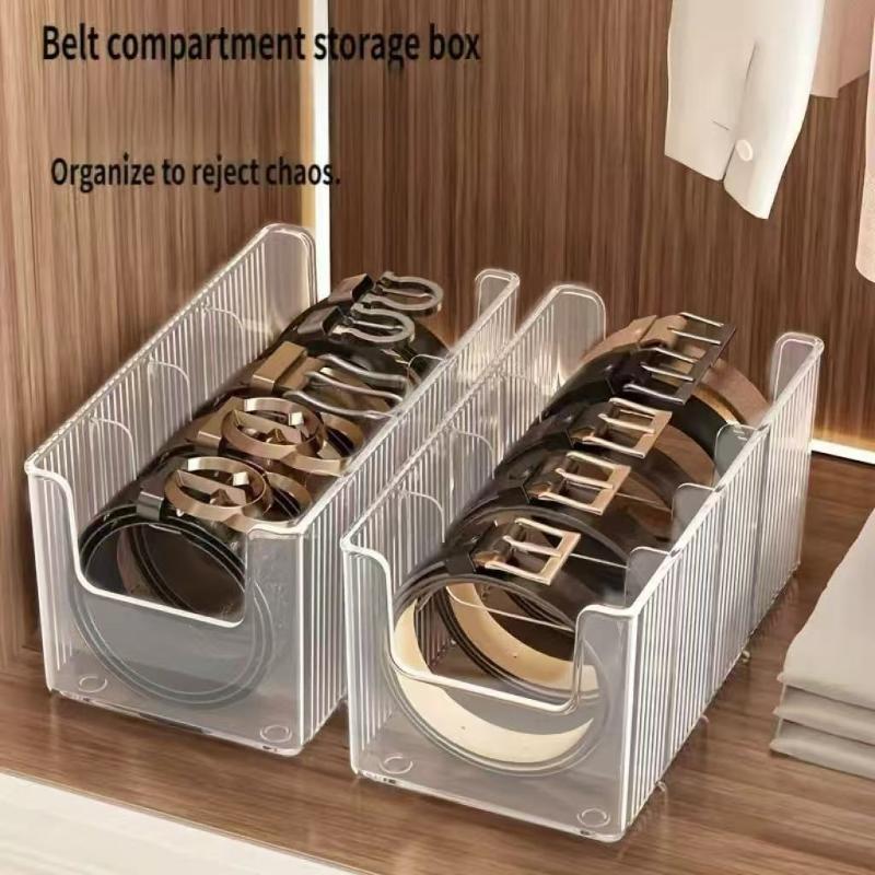 Men'S Accessories Organizer For Wardrobe - 4 Bölmeli Plastik Kemer Saklama Düzenleyici